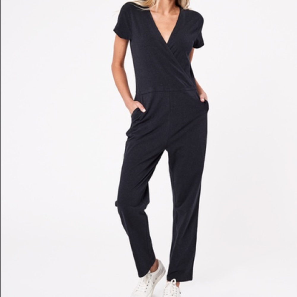 Pact Organic Cotton Charcoal Wrap Jumpsuit XL